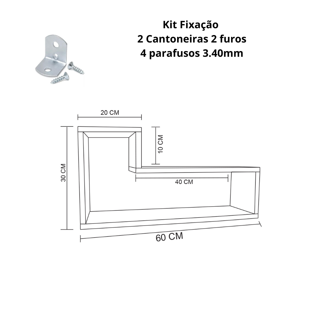 Nicho Prateleira "L" - MDF Natural 15mm