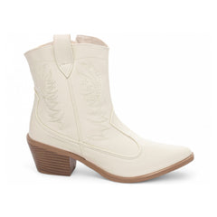 Bota Texana Country Cano Baixo Off White com Bordados - Aposte na Elegância Atemporal para Looks Incríveis