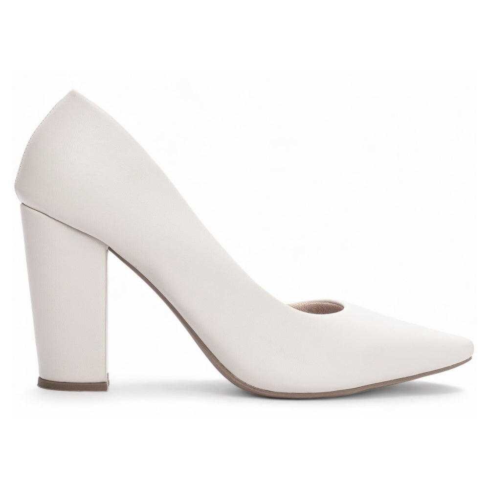 Scarpin Aberto Napa Off White Salto 8,5cm | Domine a Cena com Elegância e Sofisticação 