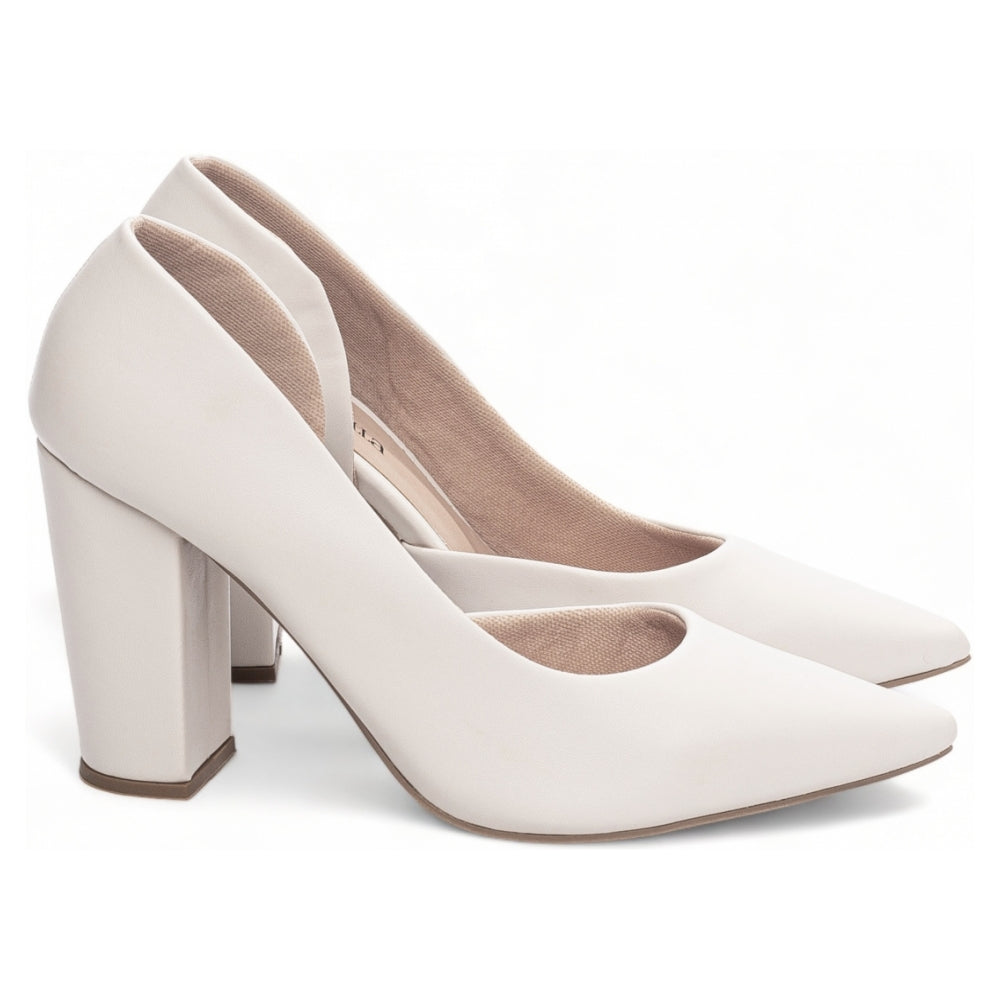 Scarpin Aberto Napa Off White Salto 8,5cm | Domine a Cena com Elegância e Sofisticação 