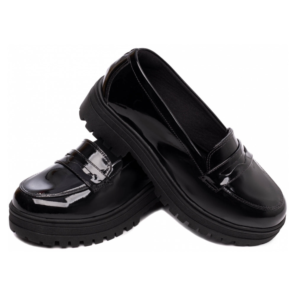 Mocassim Feminino Tratorado Preto Elegância Conforto Autêntico