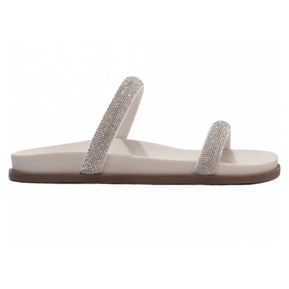 Sandália Papete Birken Strass Off White Arrasadora - Elegância Atemporal e Conforto