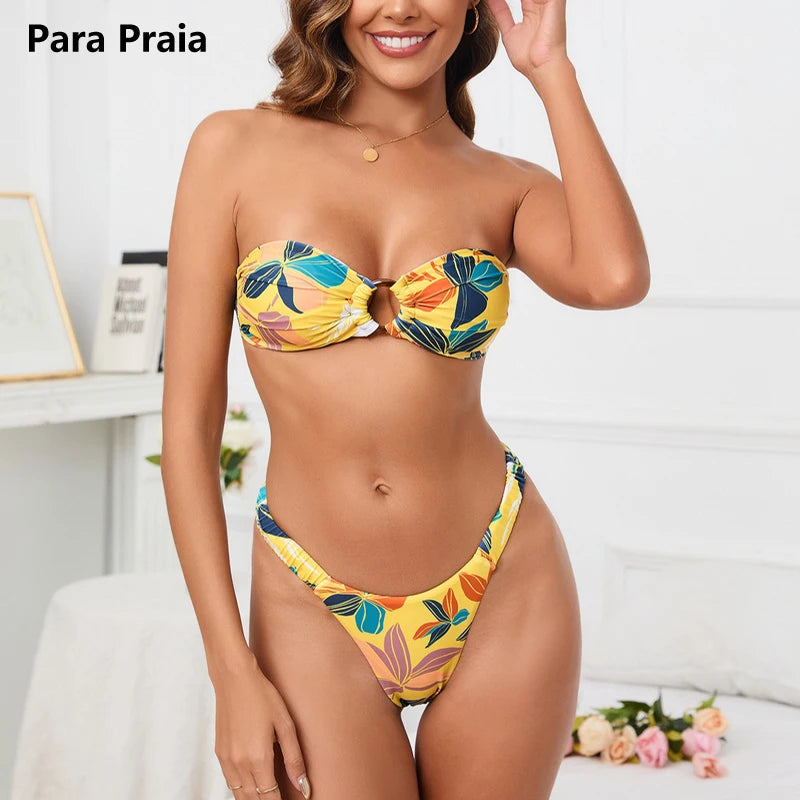 Biquíni Floral Strapless Estilo e Conforto para um Verão Incrivel!