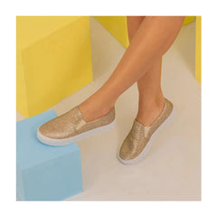 Tênis Slip On Feminino Glitter Dourado