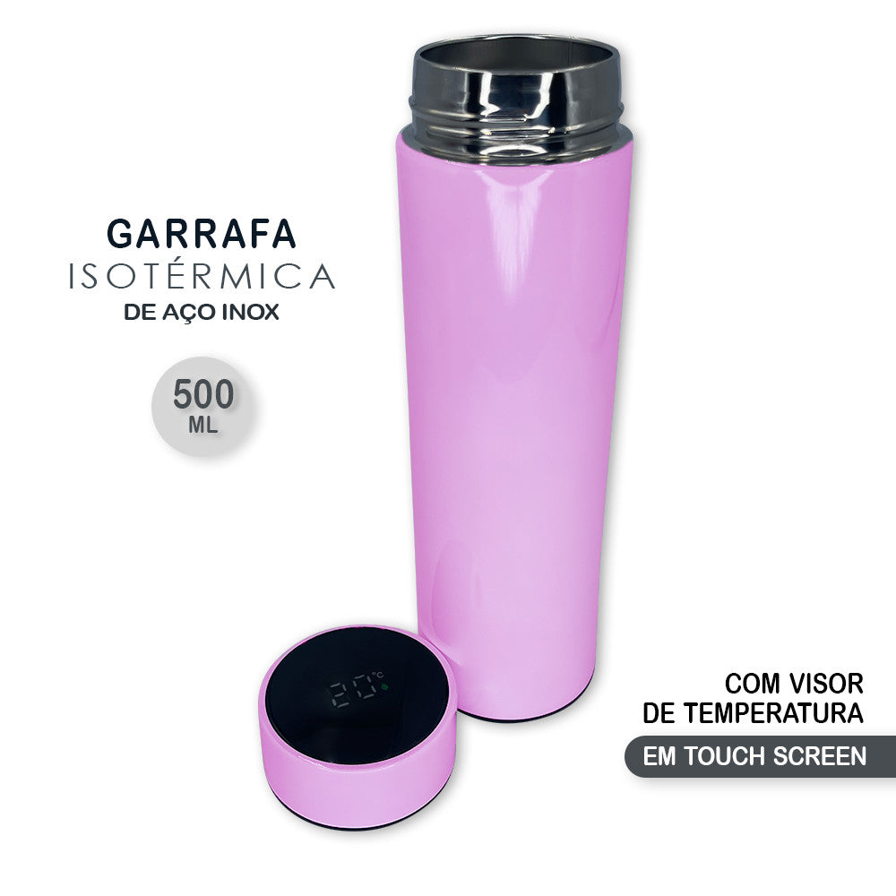 Garrafa Térmica Digital 500ml Rosa