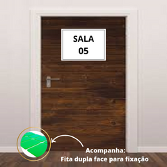 Placa Sinalização 1/2 Oficio Sala 05 Mdf Branco