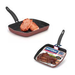 Frigideira Grill Antiaderente Techflon Nacional - Vermelha