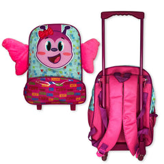 Mochila Escolar Infantil com Rodinhas Borboleta Rosa