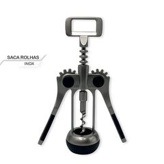 Saca Rolhas Abridor de Garrafas Metal Inox Grande