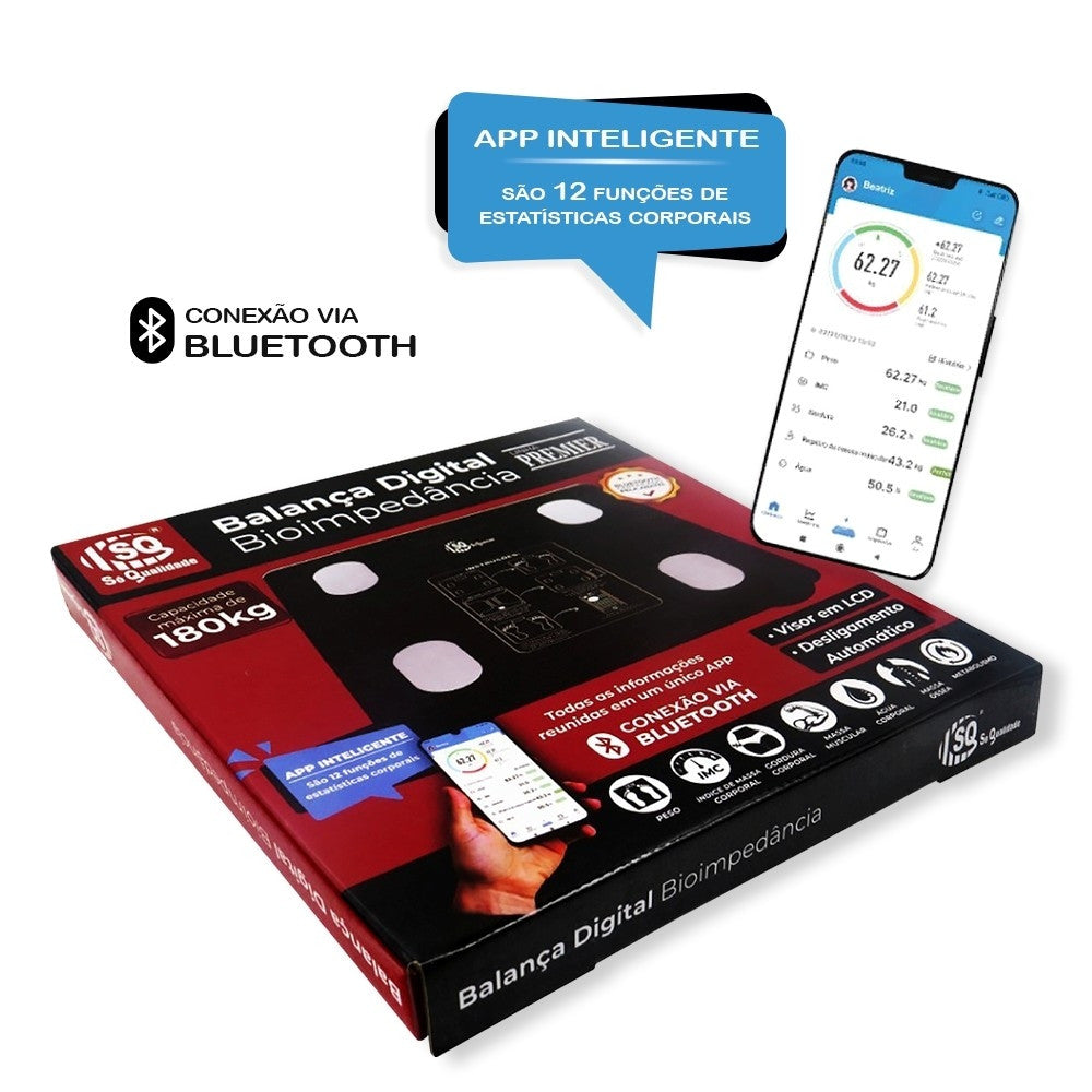 Balança Digital Bioimpedância Bluetooth