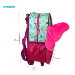 Mochila Escolar Infantil com Rodinhas Borboleta Rosa