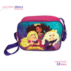 Kit Mochila Escolar Princesas Rosa - 3 Peças