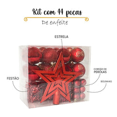 Conjunto Natalino Radiante - Kit com 44 Peças Vermelho