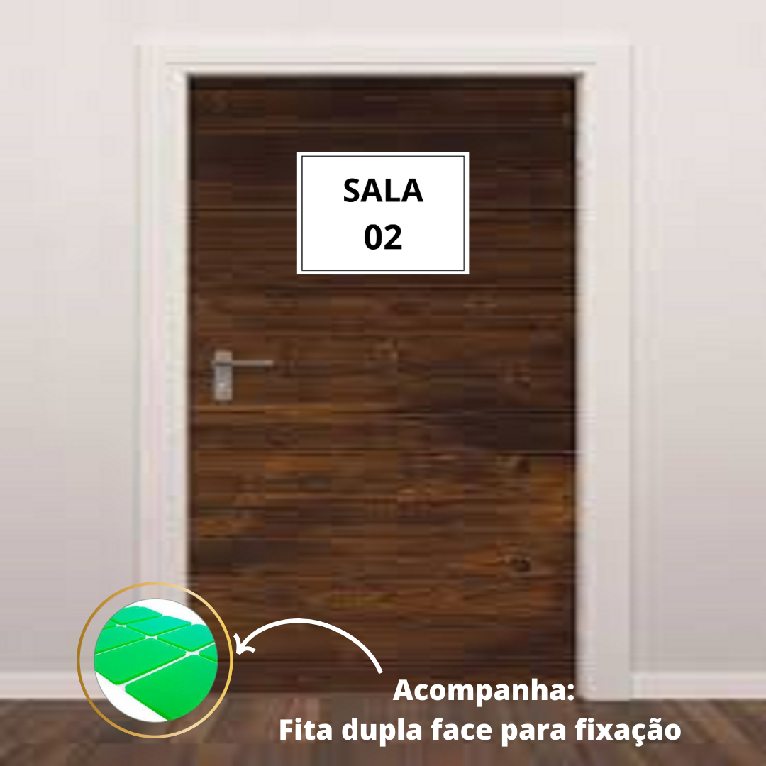 Placa Sinalização 1/2 Oficio Sala 02 Mdf Natural