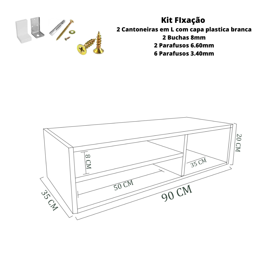 Rack Suspenso Preto - MDF 15mm