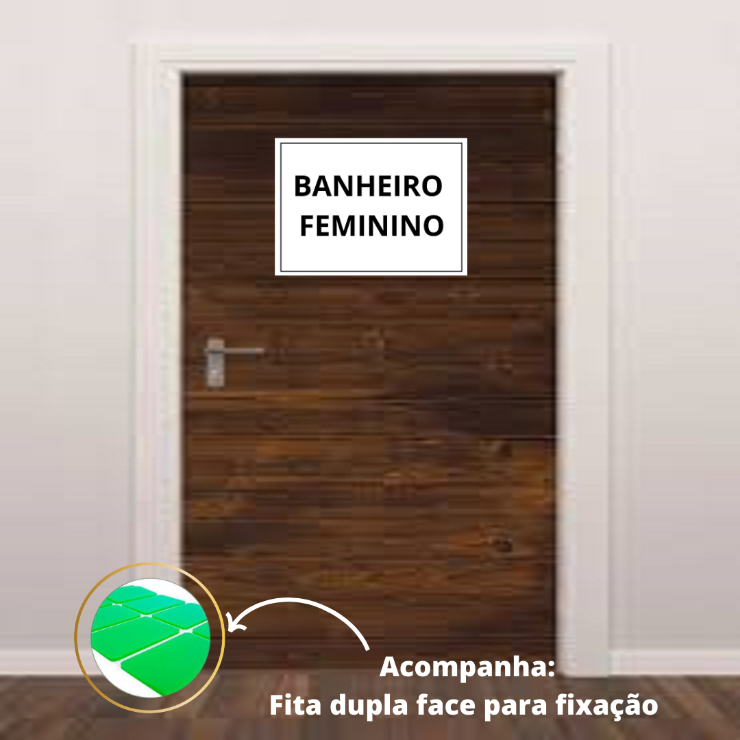 Placa Sinalização 1/2 Oficio Banheiro Feminino Mdf Natural