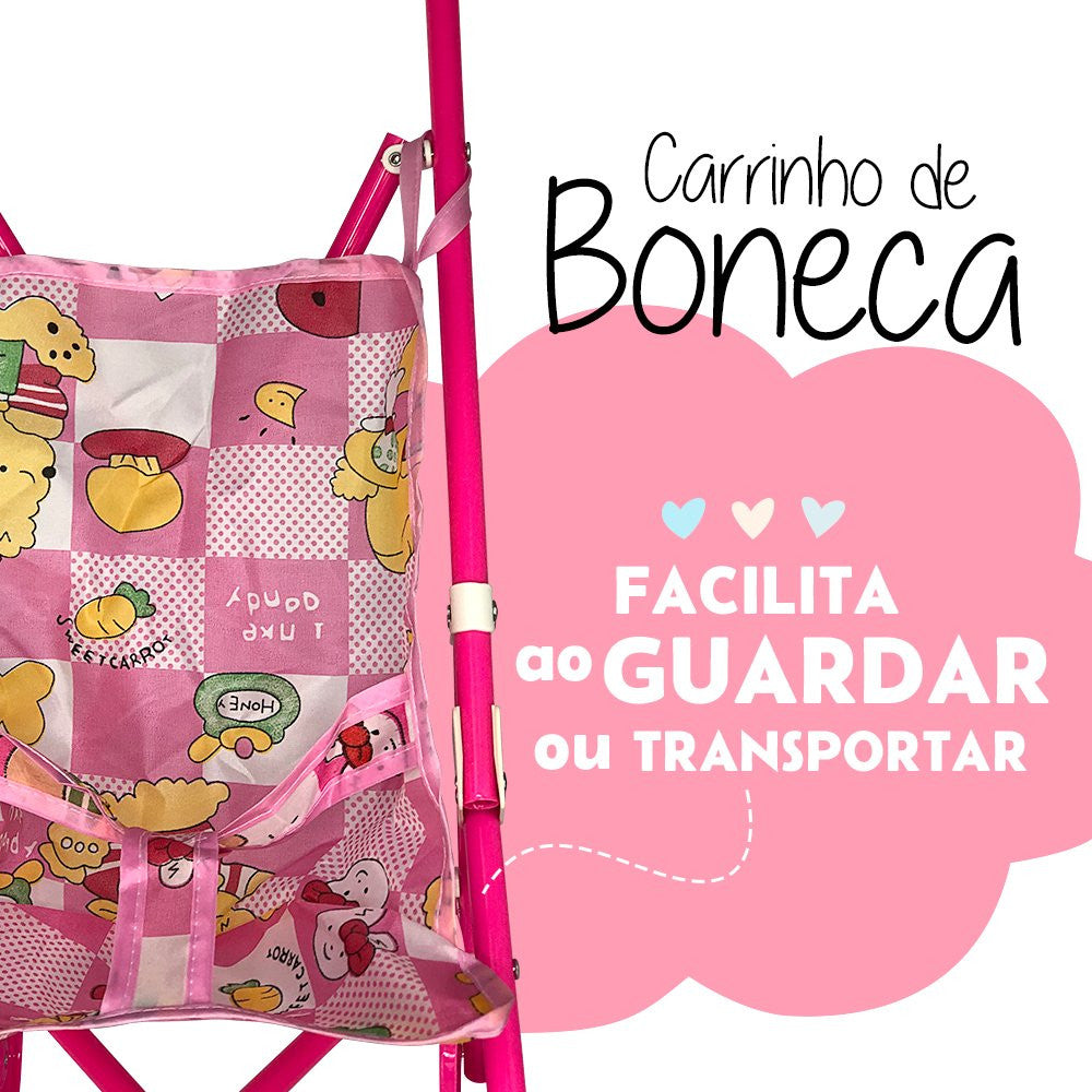 Carrinho de Boneca Dobrável - Brinquedo para Meninas