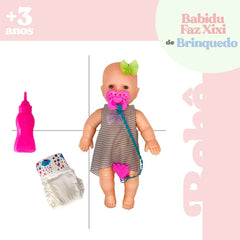 Boneca Babidu Faz Xixi Quando Bebe Água e Acessórios