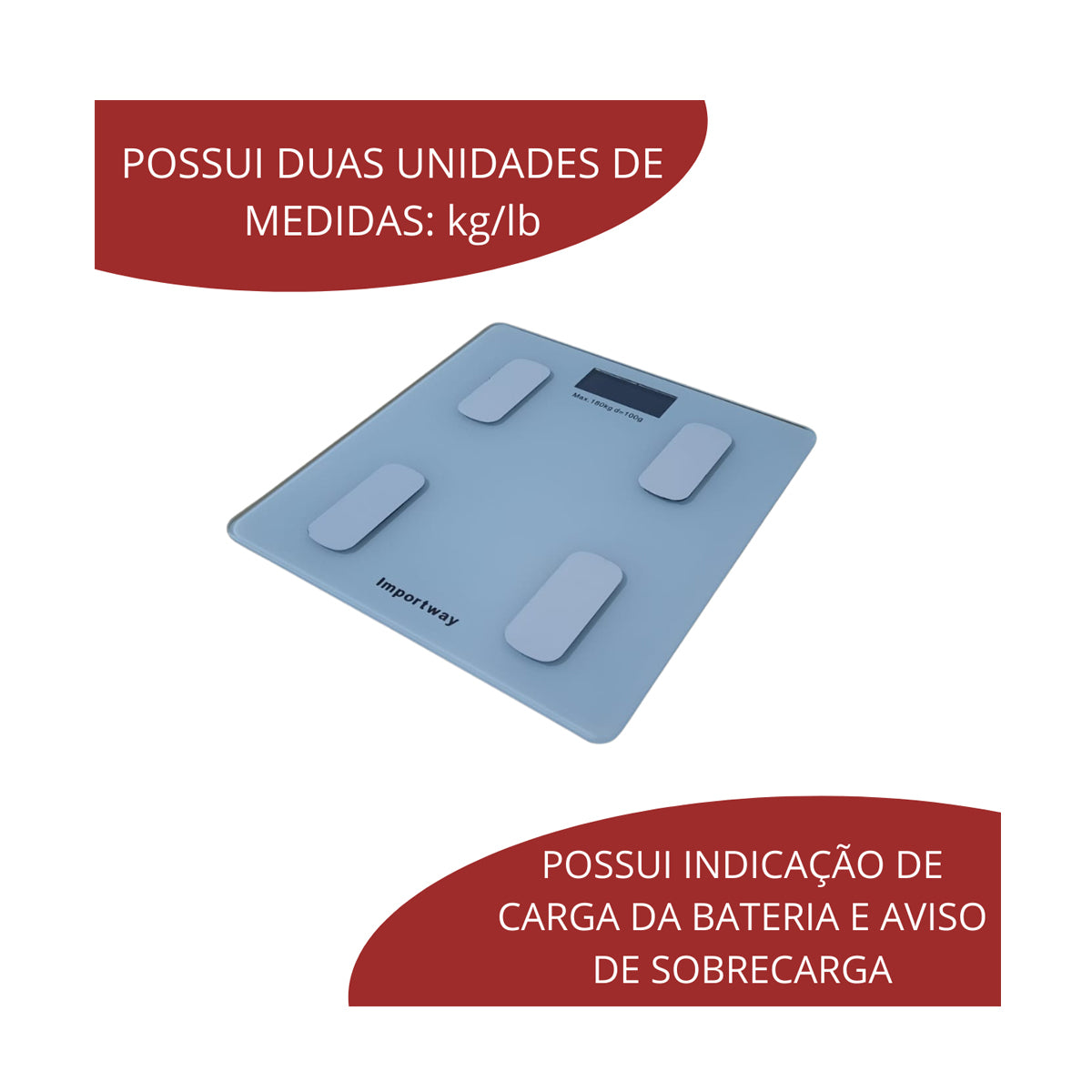 Balança Digital Bioimpedância C/ Aplicativo Importway Branca