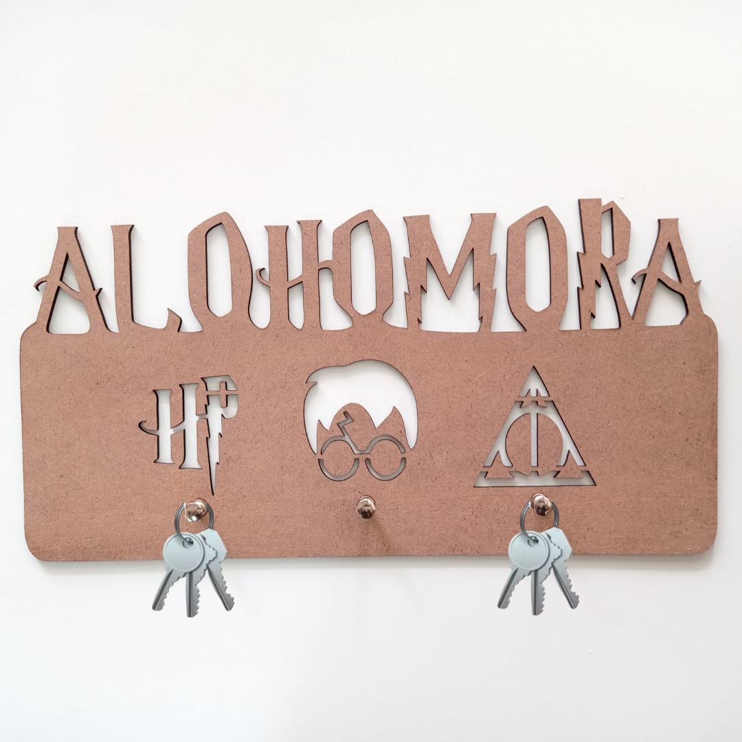 Porta Chave Alohomora Harry Potter Natural Em Mdf