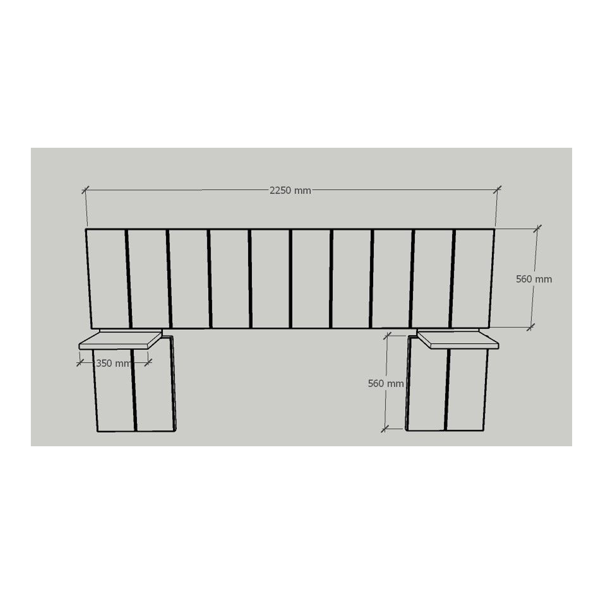 Cabeceira Estofada Angra Casal Cinza + Bancada - Quarto Box