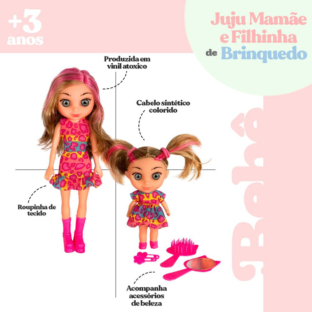 Boneca Juju Mommy Mamãe E Filhinha Com Acessórios