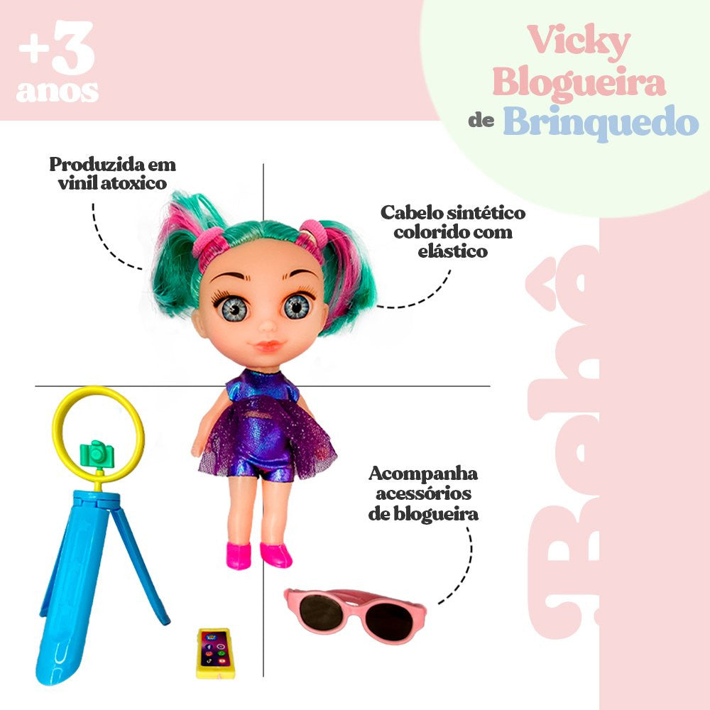 Estilo Digital - Boneca Vicky Blogueira Com Acessórios