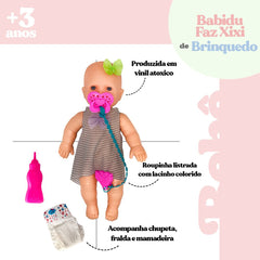 Boneca Babidu Faz Xixi Quando Bebe Água e Acessórios