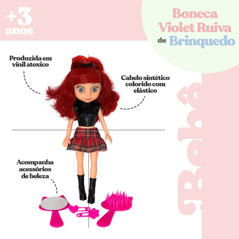 Boneca Violet Ruiva com Acessórios