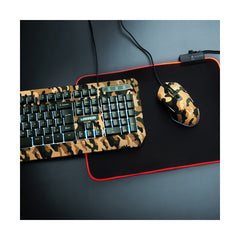 Combo Gamer Kyler Warrior - Teclado e Mouse, LED Branco, Camuflado - TC249